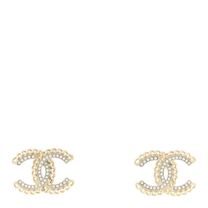 Chanel Crystal Chain CC Earrings Gold 2 of 10