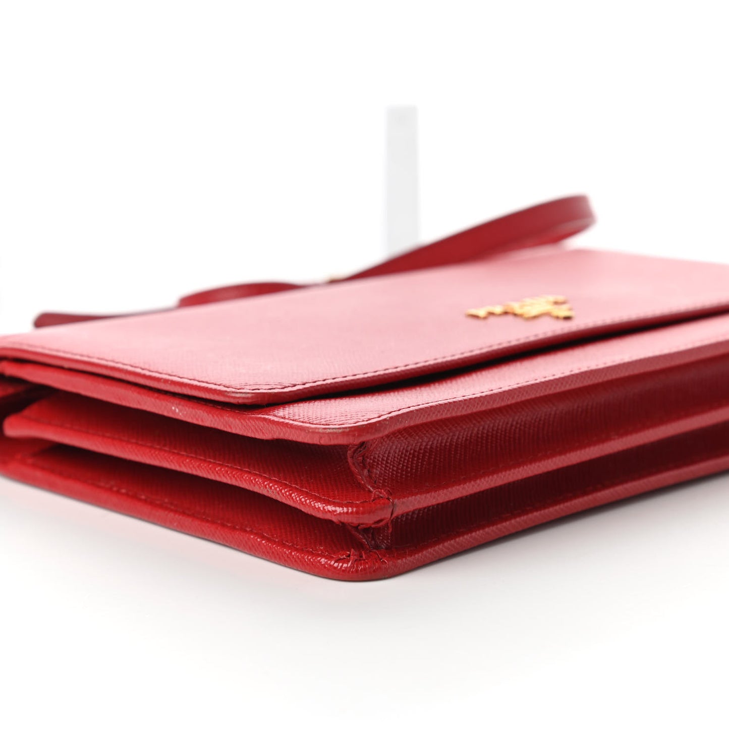 Saffiano Metal Mini Crossbody Wallet Rosso