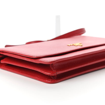 Prada Saffiano Metal Mini Crossbody Wallet Rosso 7 of 12