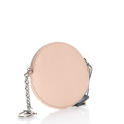 Fendi Saffiano Monster Eye Coin Purse Key Case Rosa Plaster 3 of 7
