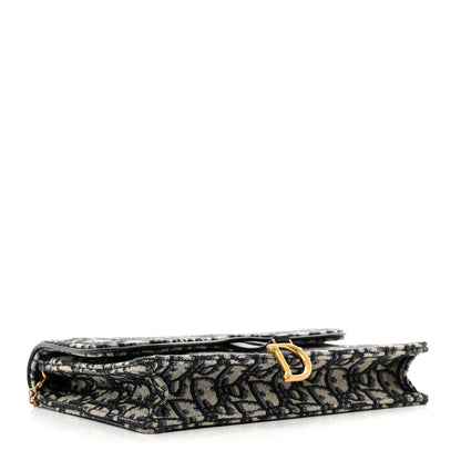 Christian Dior Oblique Saddle Chain Pouch Blue 4 of 10