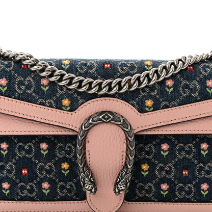 Gucci New Denim Dollar Calfskin Floral GG Monogram Small Dionysus Shoulder Bag Blue Tea Multicolor Powder Pink 9 of 11