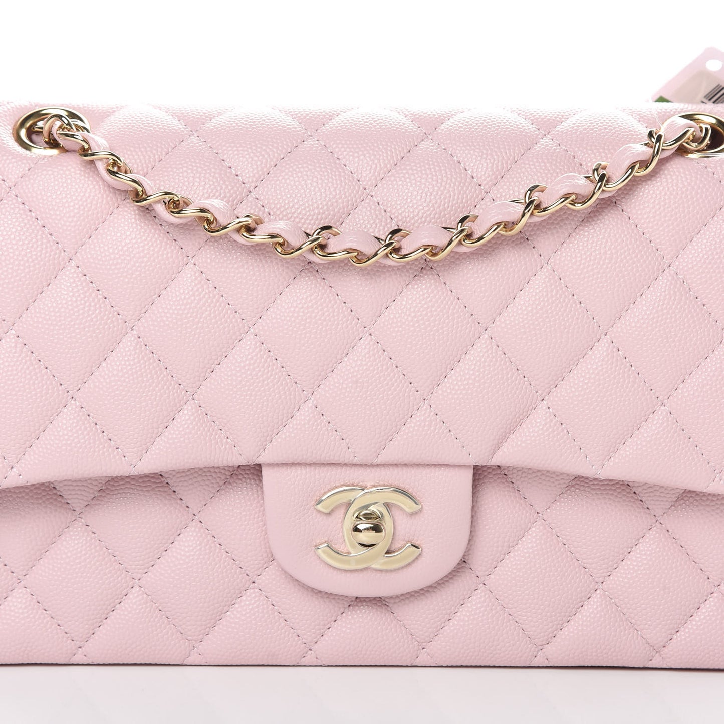 Caviar Quilted Medium Double Flap Light Pink