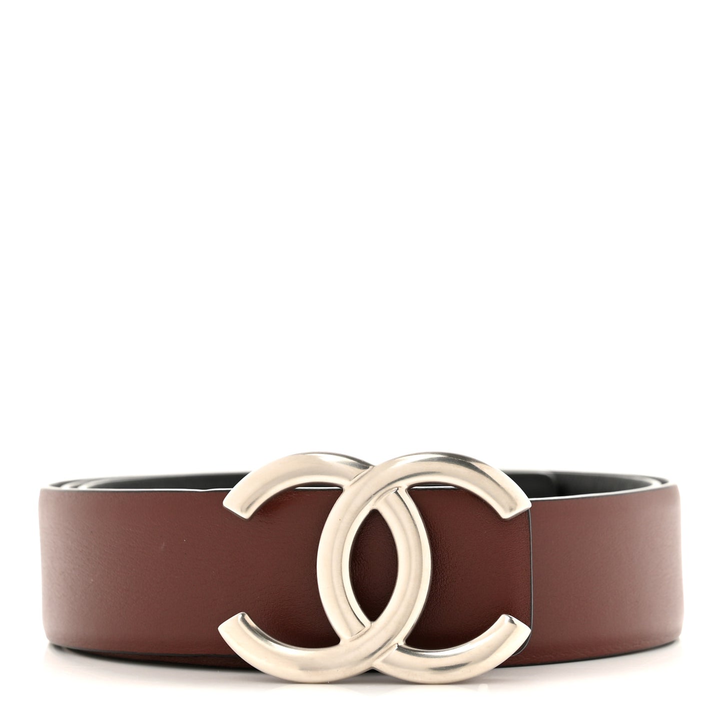 Calfskin CC Reversible Belt 85 34 Black Burgundy