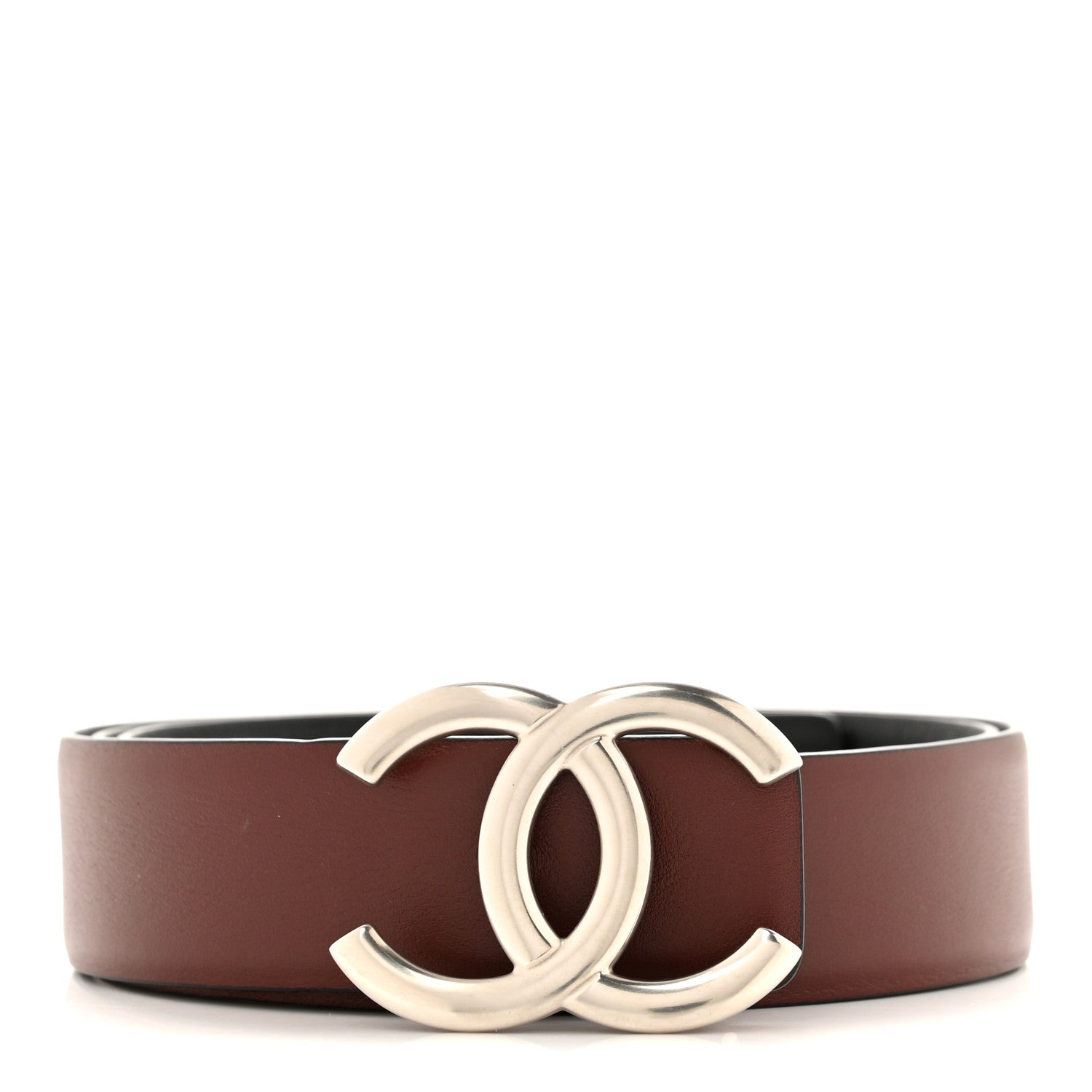 Chanel Calfskin CC Reversible Belt 85 34 Black Burgundy 2 of 9