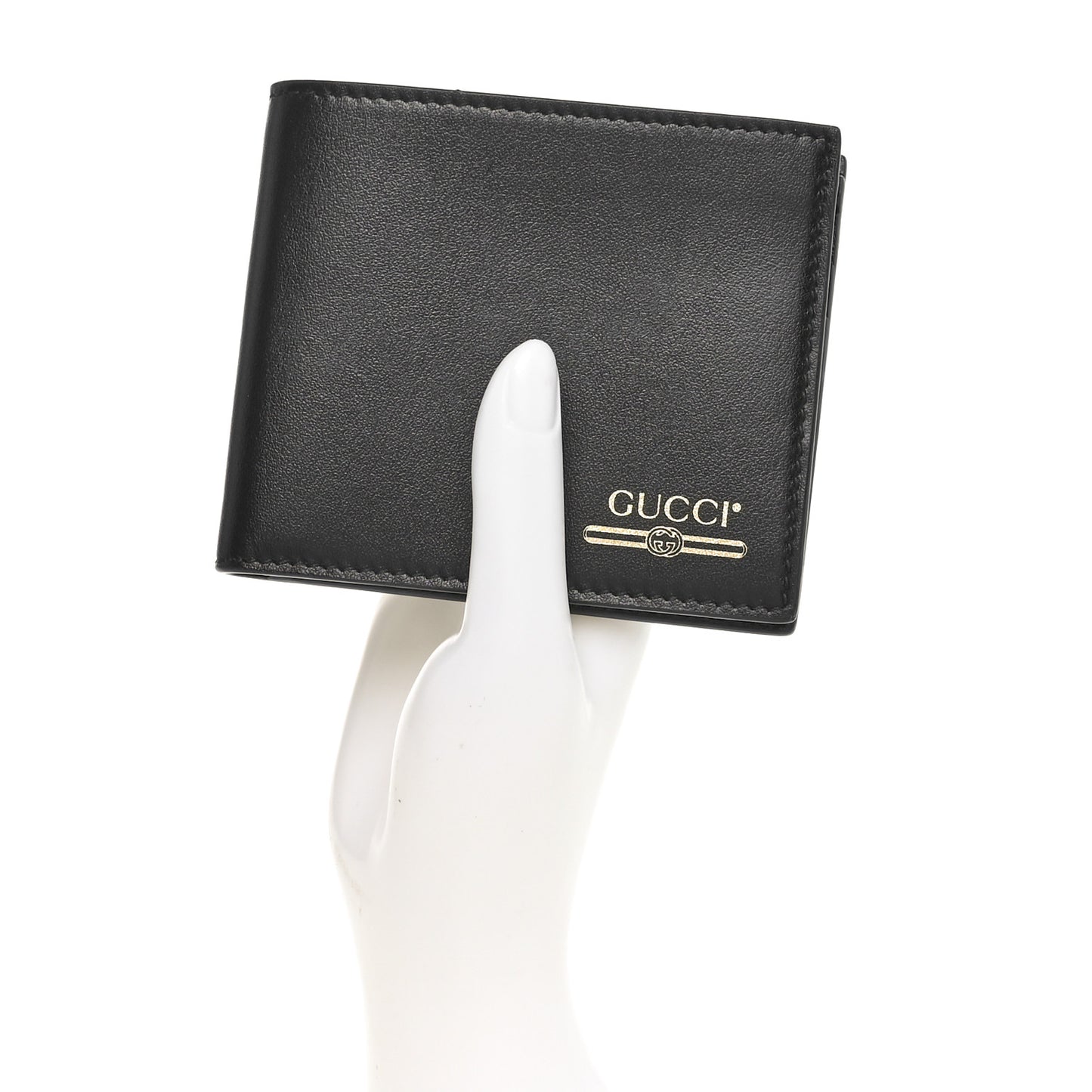 Plutone Calfskin Logo Bi-Fold Wallet Black