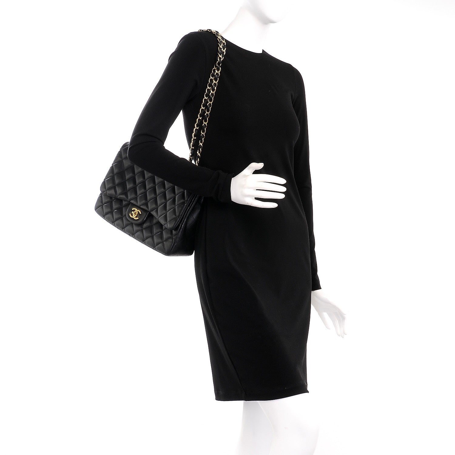 Chanel Lambskin Quilted Jumbo Single Flap Black 3 of 8