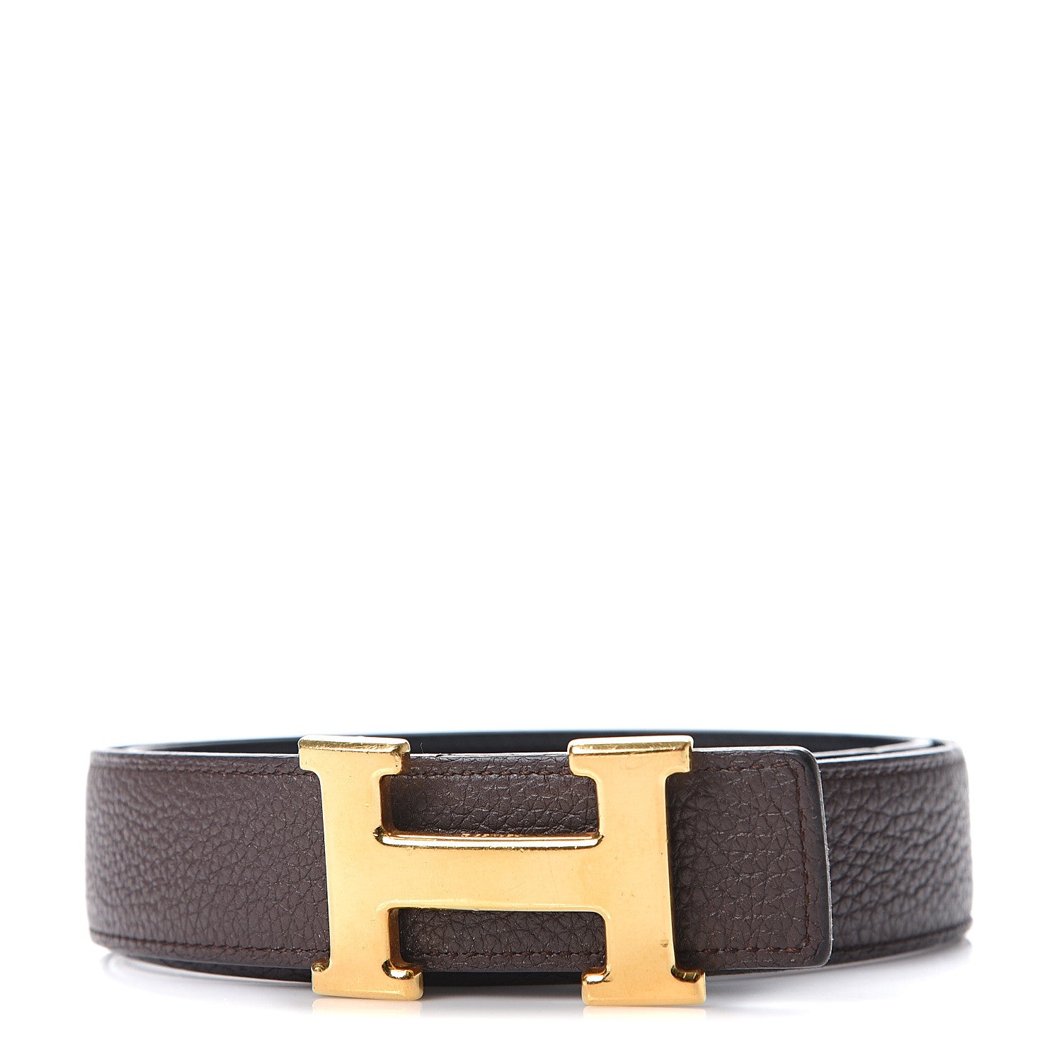 Hermes Box Togo 32mm H Belt 80 Black Chocolate 1 of 5