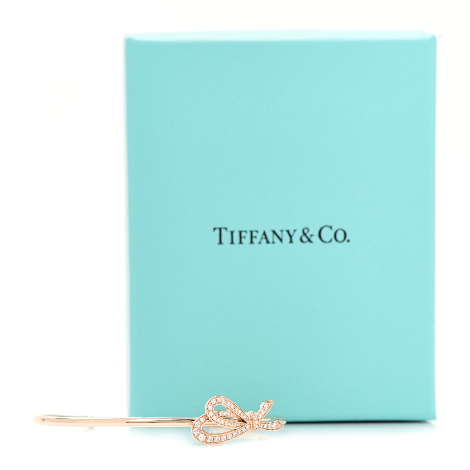 Tiffany 18K Rose Gold Diamond Bow Cuff Bracelet 4 of 4