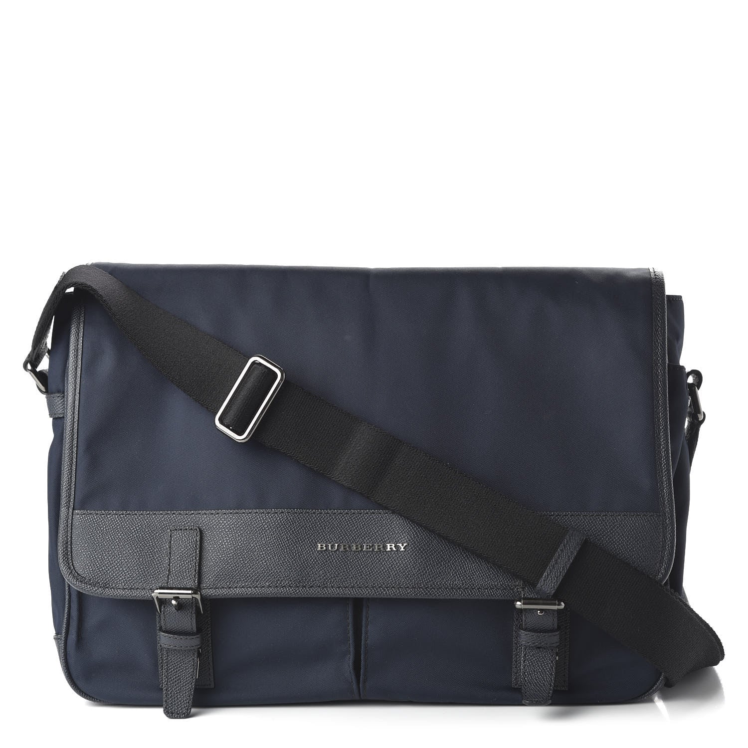 Burberry Calfskin Nylon Fairbank Messenger Bag Navy Black 1 of 9