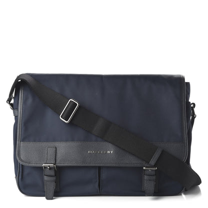 Burberry Calfskin Nylon Fairbank Messenger Bag Navy Black 1 of 9