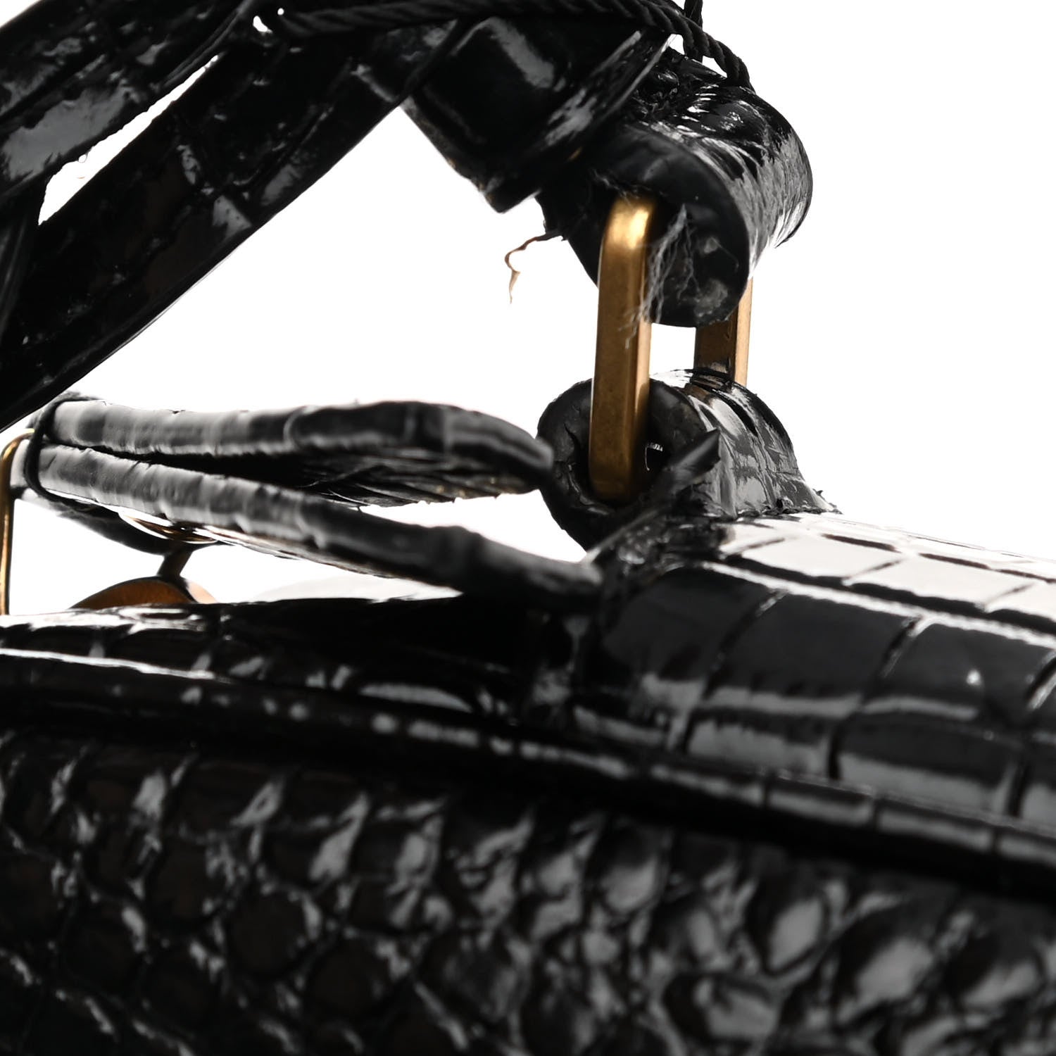 Saint Laurent Patent Calfskin Crocodile Embossed Monogram Lou Camera Bag Black 12 of 12