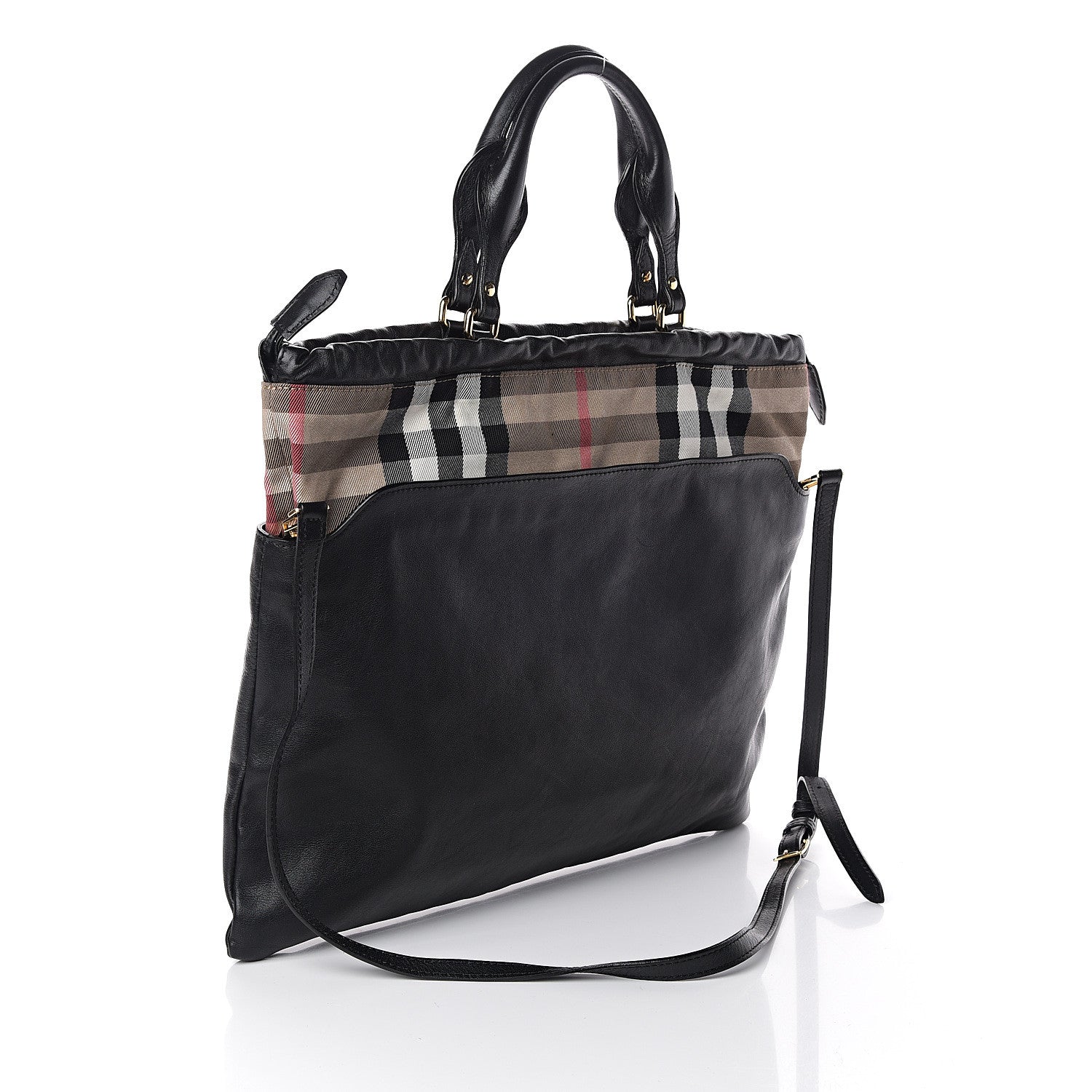Burberry Soft Calfskin House Check Big Crush Tote Black 2 of 8