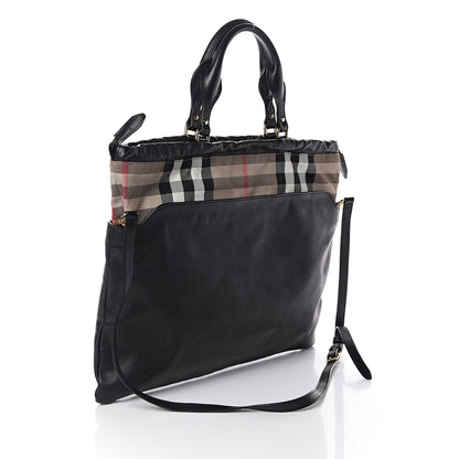 Burberry Soft Calfskin House Check Big Crush Tote Black 2 of 8