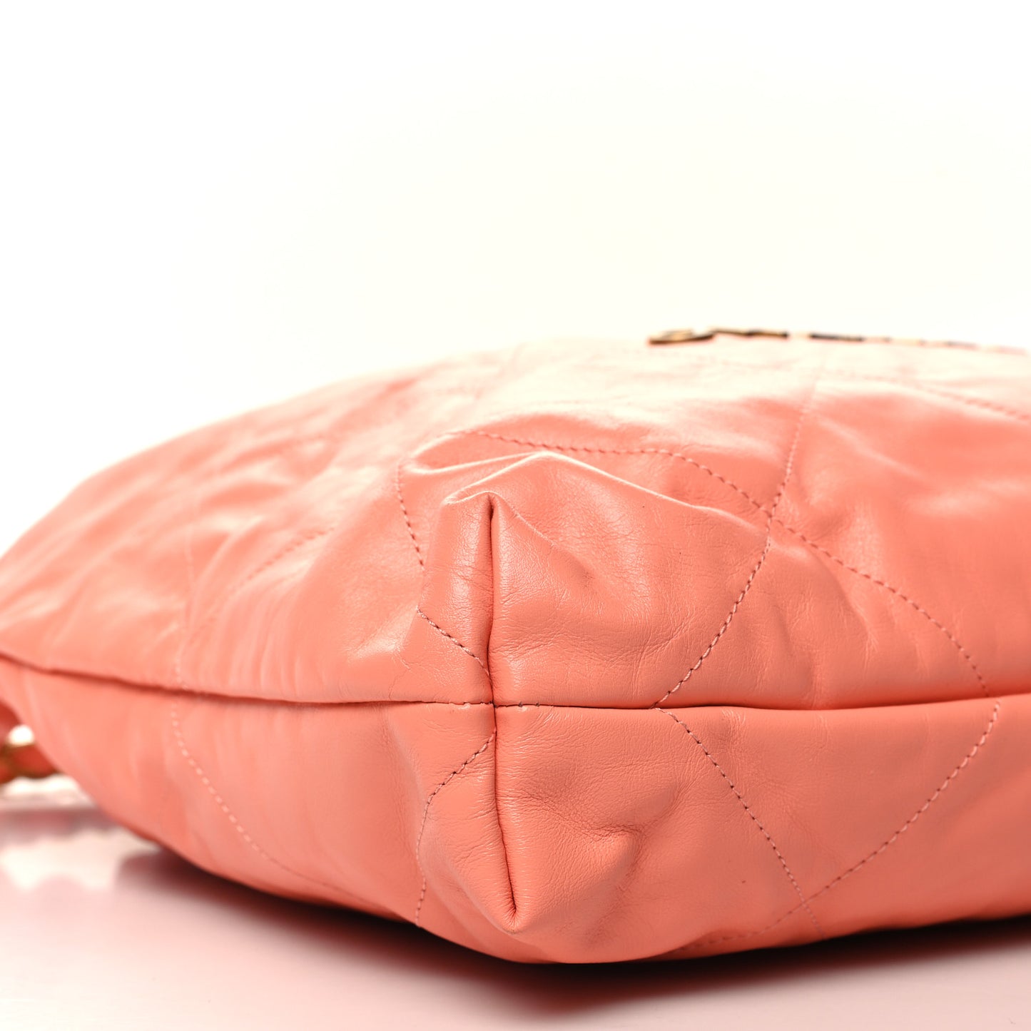 Shiny Calfskin Quilted Chanel 22 Light Orange