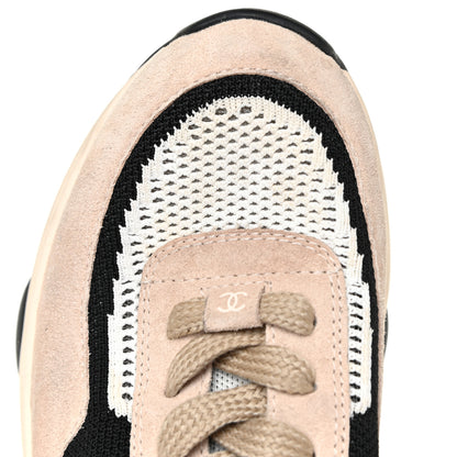 Chanel Mesh Suede Fabric Womens CC Sneakers 38 White Ivory Light Beige 13 of 20