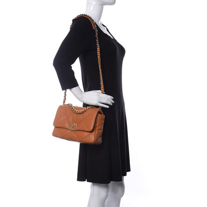 Chanel Lambskin Quilted Medium Chanel 19 Flap Light Brown 2 of 11