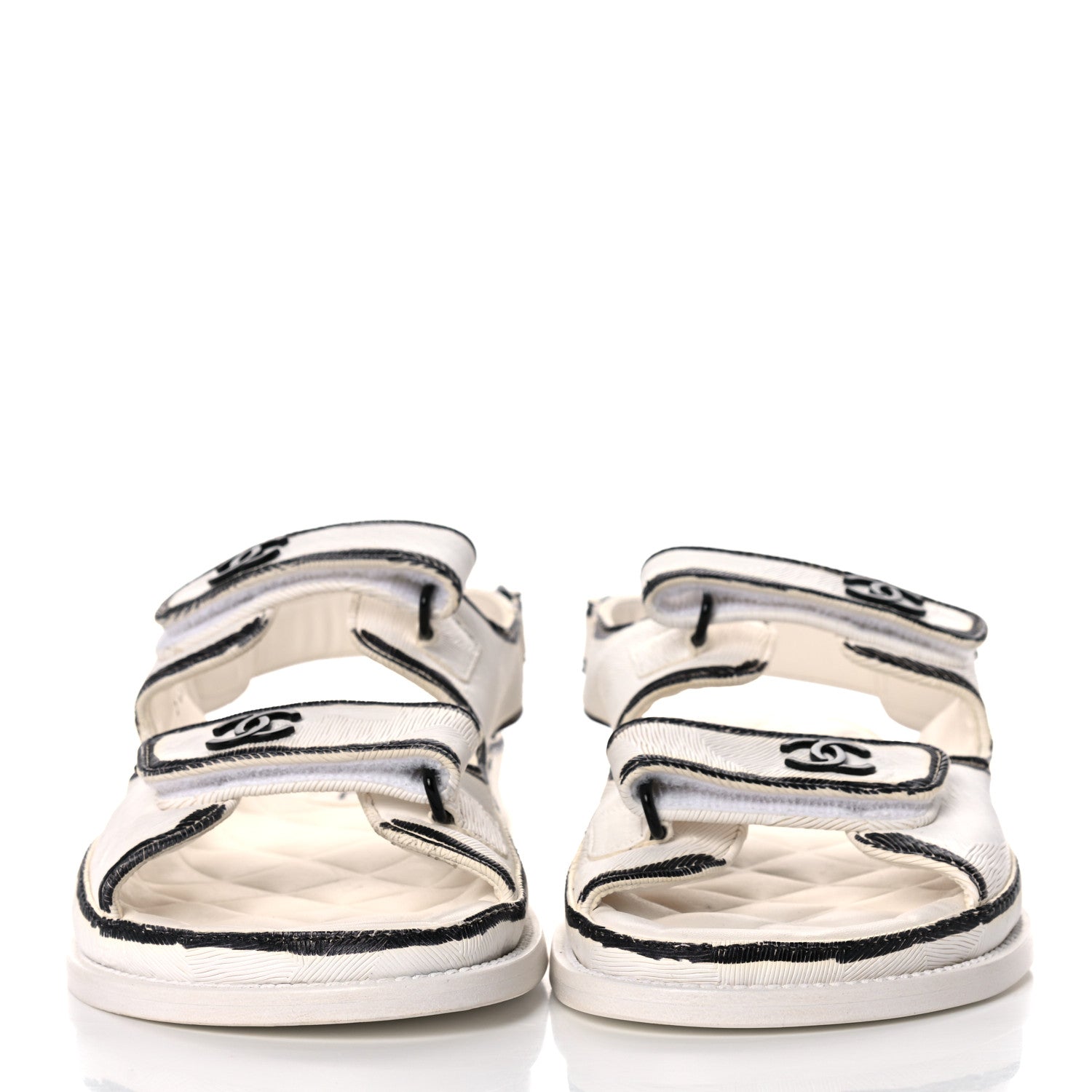 Chanel Printed Calfskin Velcro Dad Sandals 42 White Black 2 of 12