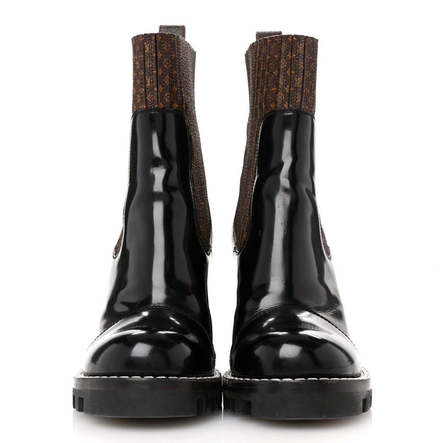 Louis Vuitton Patent Nano Monogram Ankle Star Trail Boots 37 Black 3 of 13