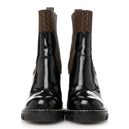 Louis Vuitton Patent Nano Monogram Ankle Star Trail Boots 37 Black 3 of 13