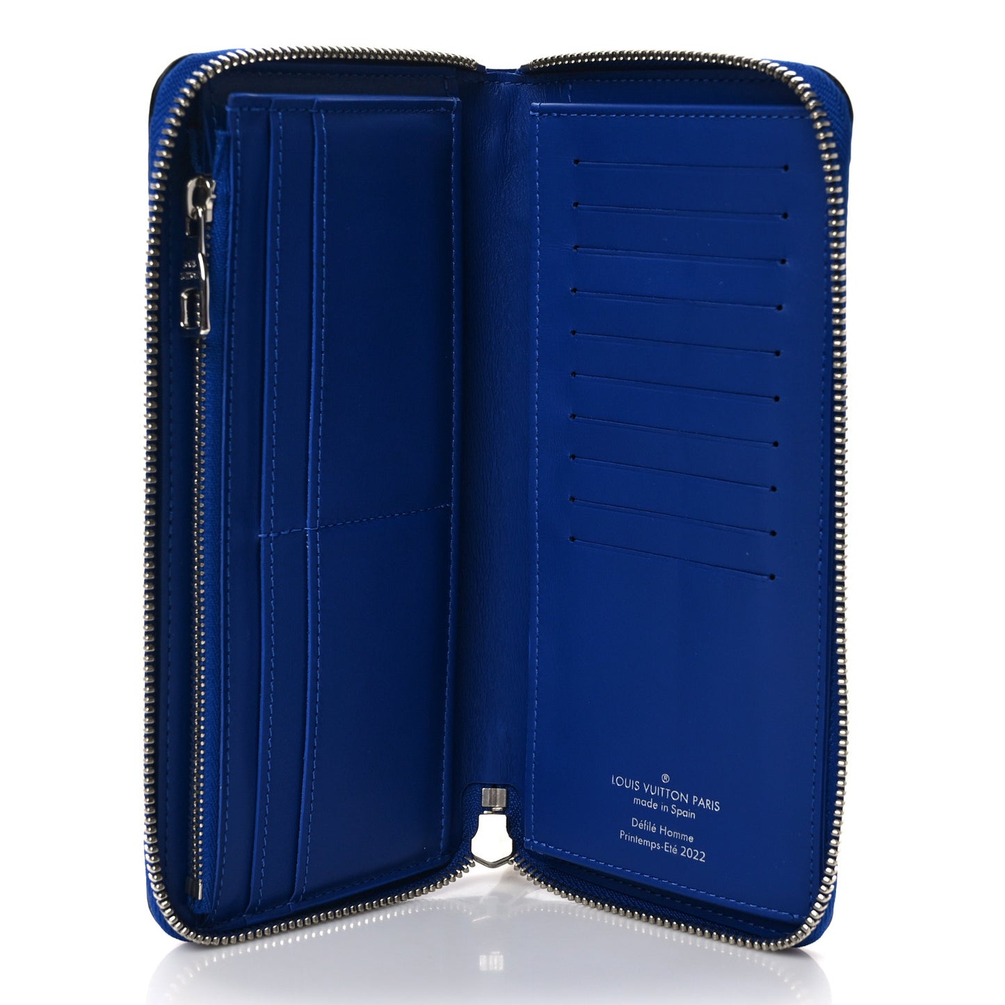 Taurillon Illusion Zippy Vertical Wallet Bleu Rose