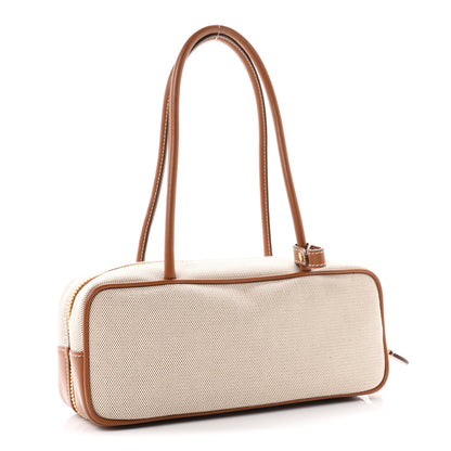 Miu Miu Canvas Calfskin Small Beau Top Handle Bag Naturale Brandy 3 of 9