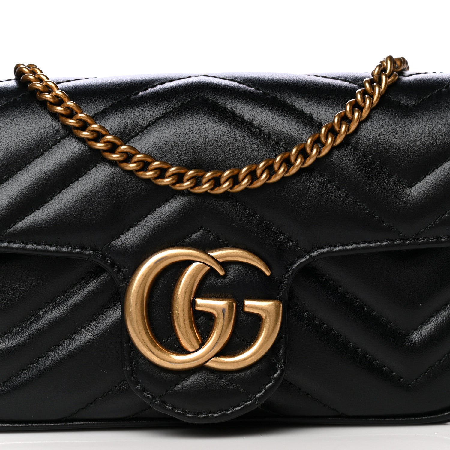 Gucci Calfskin Matelasse Super Mini GG Marmont Shoulder Bag Black 7 of 13