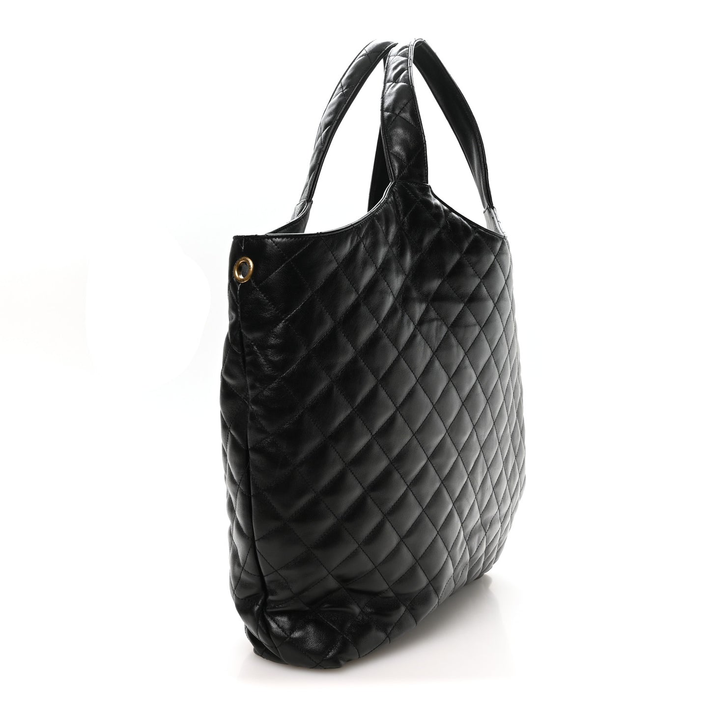 Lambskin Quilted Maxi Icare Shopping Tote Black
