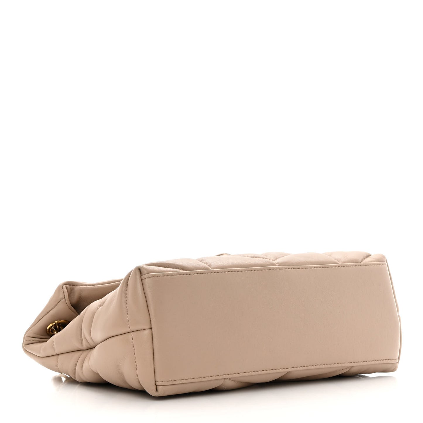 Lambskin Quilted Small Loulou Puffer Monogram Chain Satchel Dark Beige