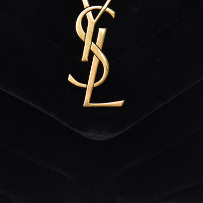 Saint Laurent Velvet Y Quilted Monogram Toy Loulou Chain Satchel French Black 14 of 16