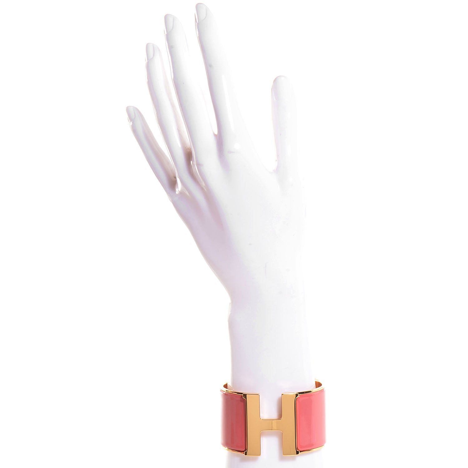 Hermes Enamel Extra Wide Clic Clac H Bracelet PM Rouge Corail 2 of 6