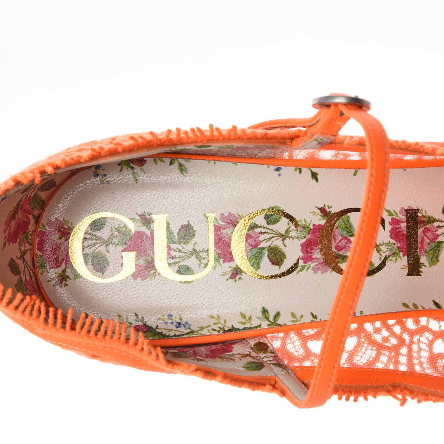 Gucci Lace Pizzo Venice Pumps 40 Orange Fluo 8 of 9
