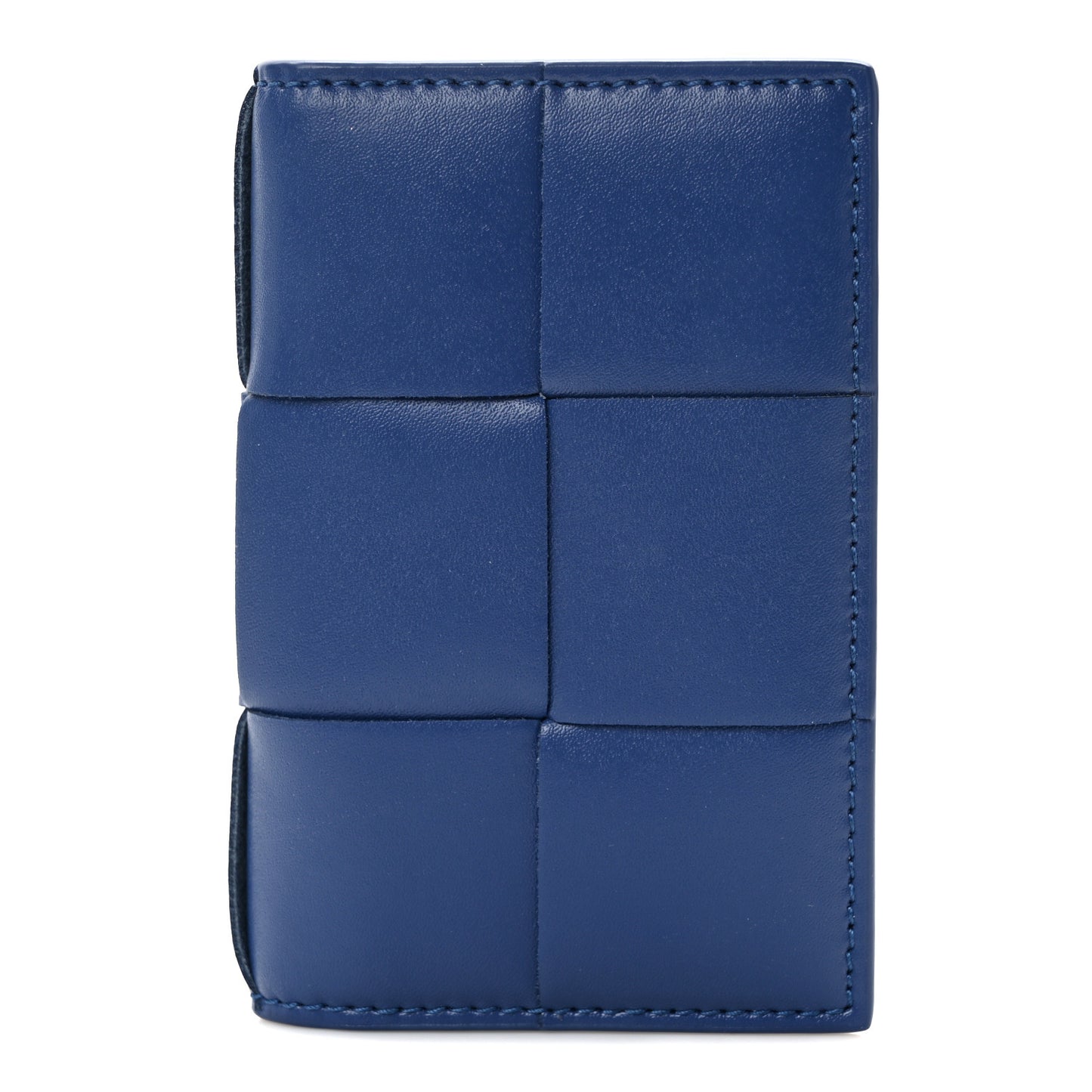 Nappa Intreccio Cassette Flap Card Case Blue