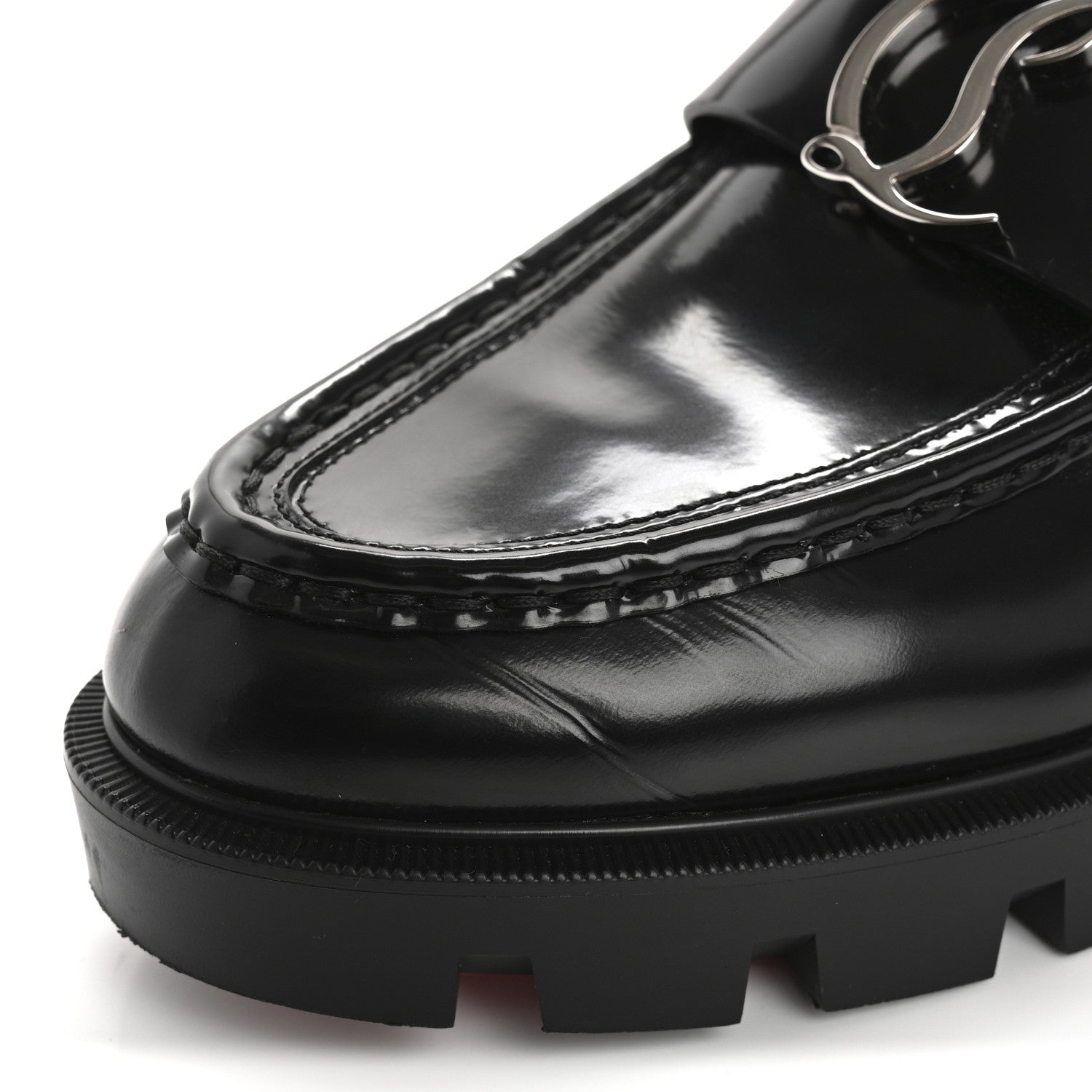 Christian Louboutin Abrasivato Womens CL Moc Lug Flat Loafers 38.5 Black 9 of 14
