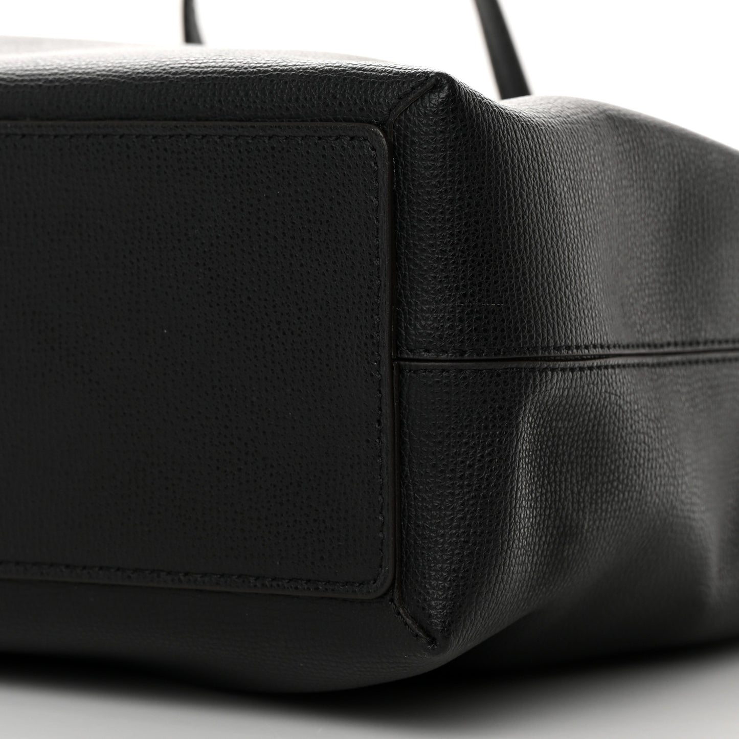 Grainy Calfskin Haymarket Check Medium Reversible Tote Black