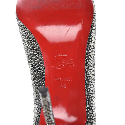 Christian Louboutin Suede Crystal Sexy Strass 100 Peep Toe Pumps 40 Black Diamond 9 of 14