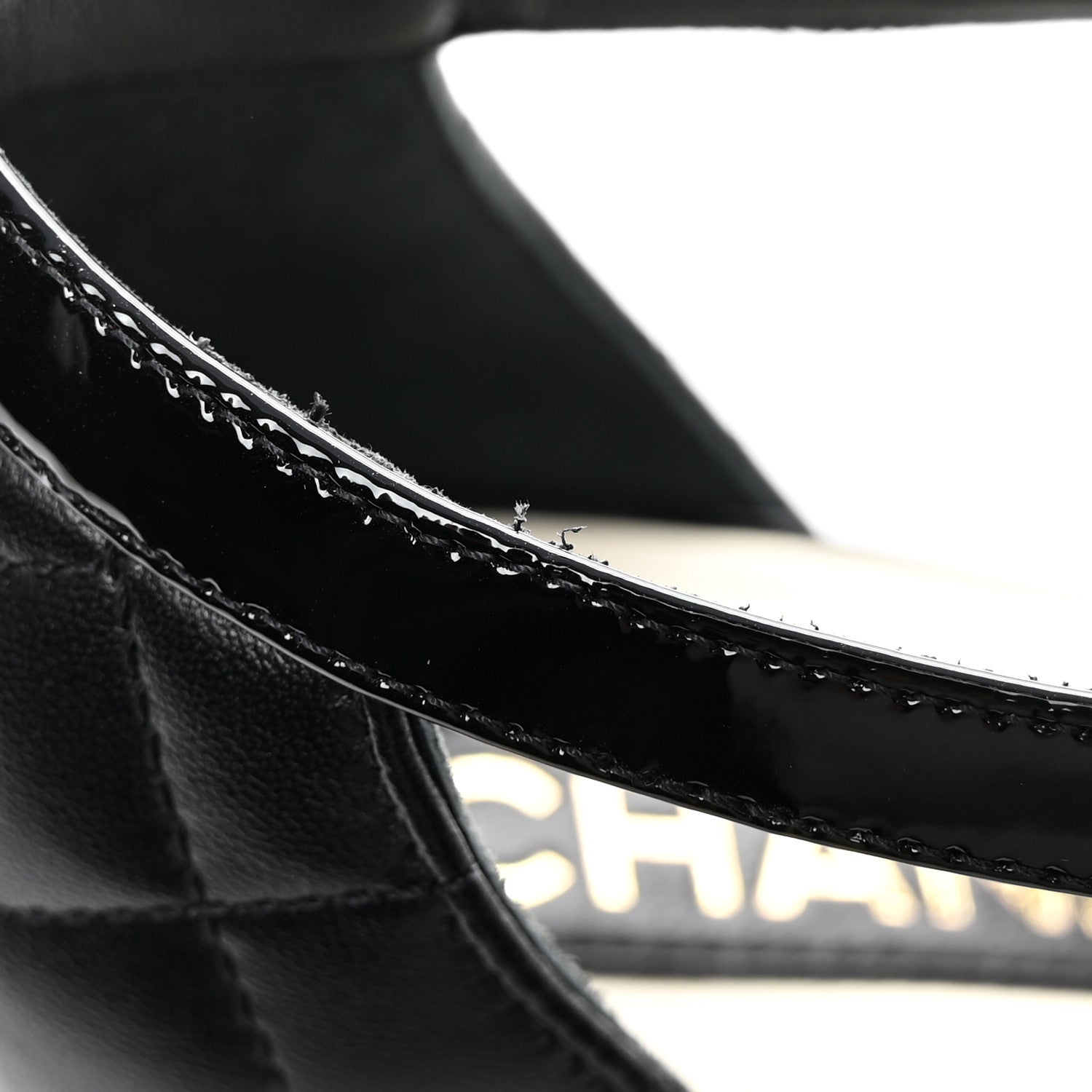 Chanel Lambskin Patent Quilted Cap Toe Mary Jane Flats 38 Black 10 of 11