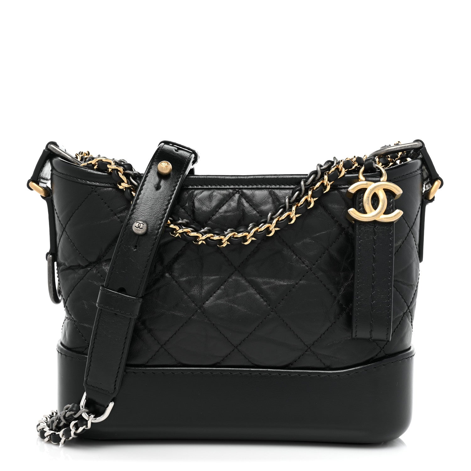 Chanel Aged Calfskin Quilted Small Gabrielle Hobo Black 1 of 8