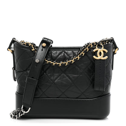 Chanel Aged Calfskin Quilted Small Gabrielle Hobo Black 1 of 8