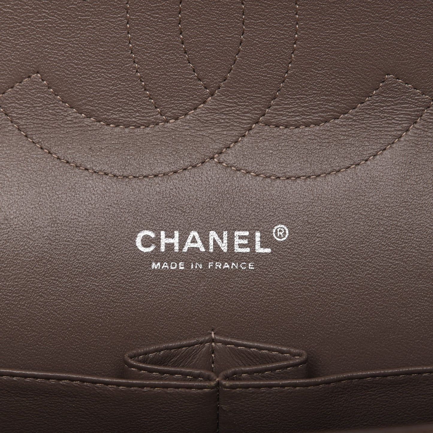 Patent Quilted Jumbo Double Flap Dark Beige