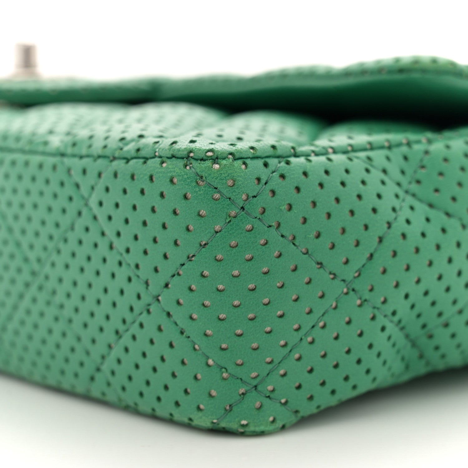 Chanel Lambskin Perforated East West Flap Green 10 of 10