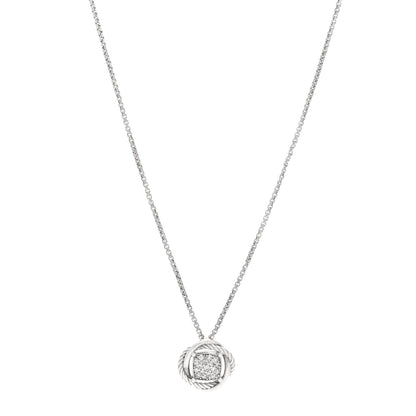 David Yurman Sterling Silver Diamond 13mm Infinity Pendant Necklace 1 of 4