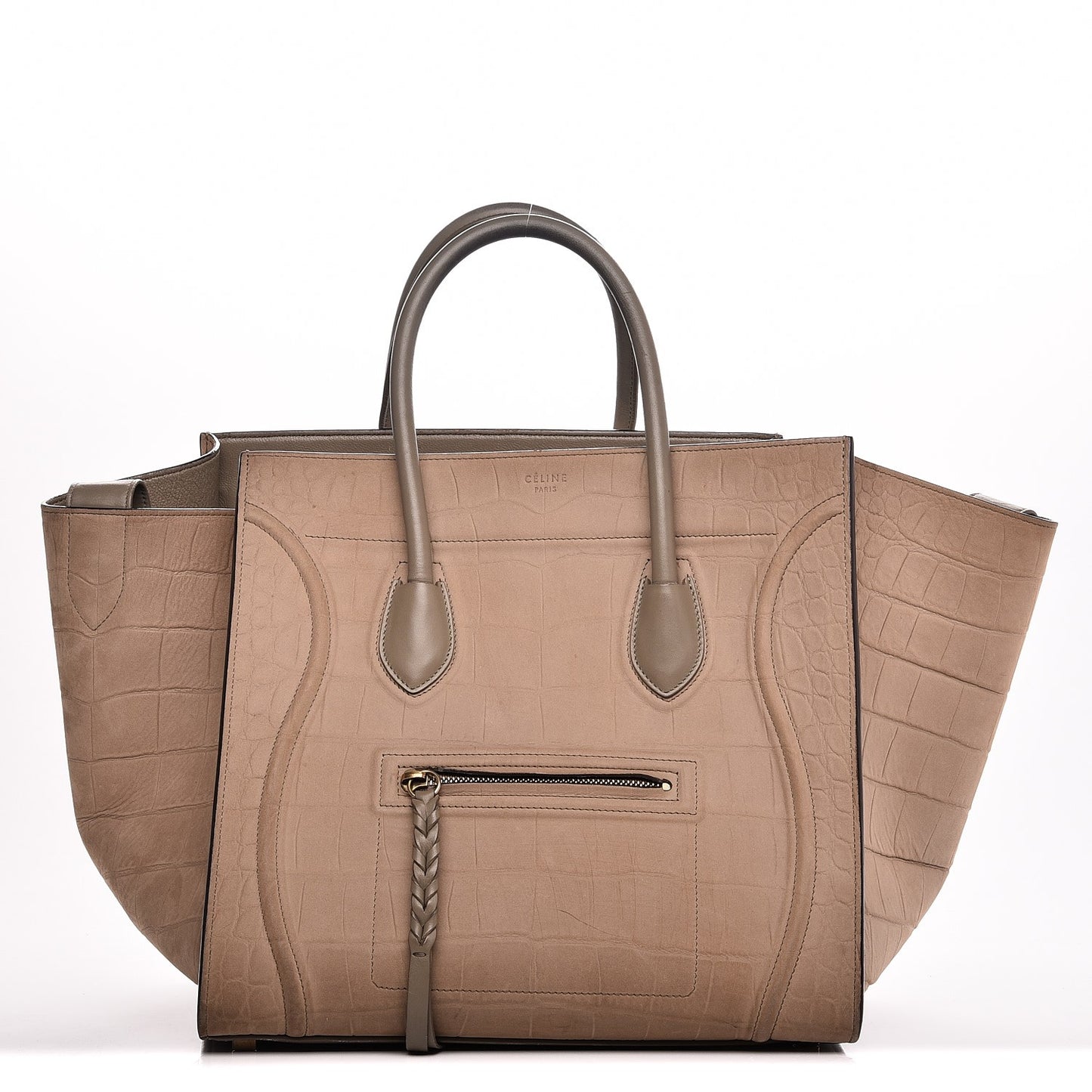 Crocodile Embossed Nubuck Medium Phantom Luggage Beige