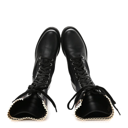 Fendi Calfskin Stretch Fabric FF Rockoko Tall Biker Boots 37 Tobacco Black Marino 2 of 8