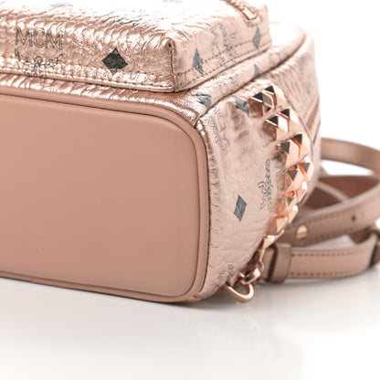 MCM Metallic Visetos Studded X-Mini Bebe Boo Backpack Champagne Gold 10 of 10