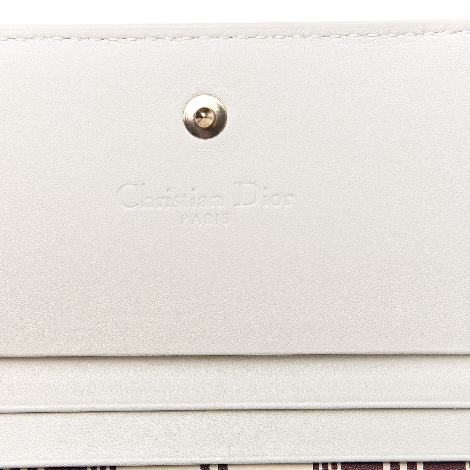 Christian Dior Calfskin Print Compact Wallet White 5 of 6