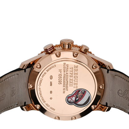 Breguet 18K Rose Gold Alligator 44mm Type XXII Flyback Chronograph Automatic Watch Brown 3880BR/Z2/9XV 4 of 5