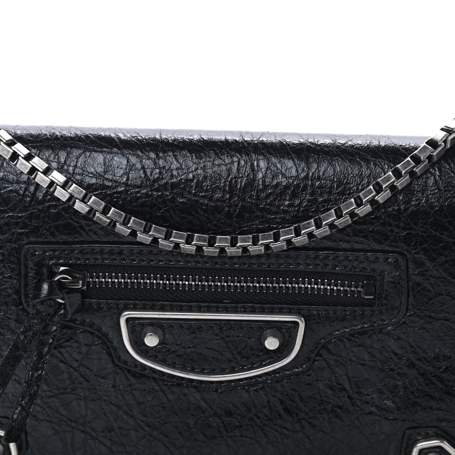 Balenciaga Agneau Silver Metallic Edge Hardware Wallet On Chain Black 8 of 10