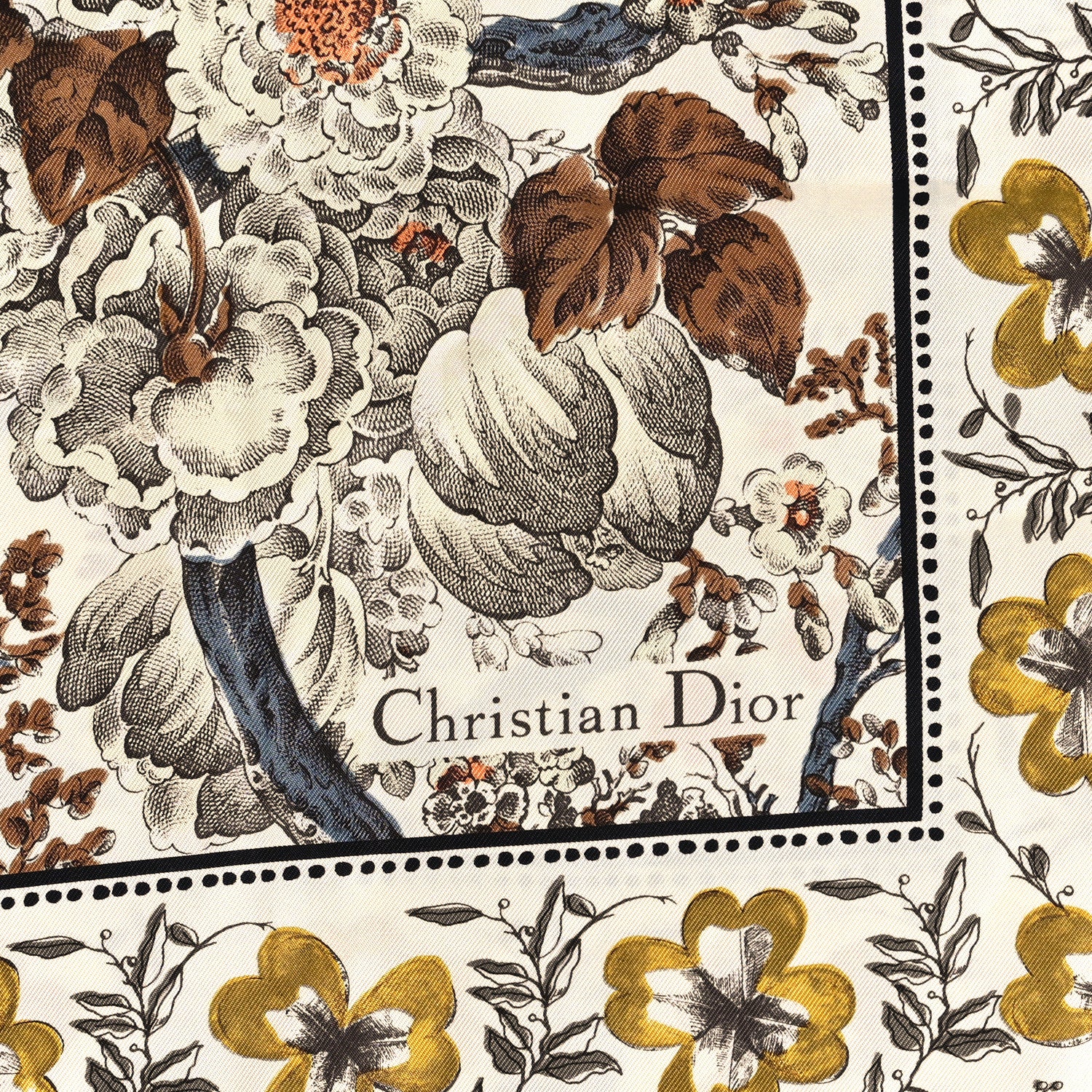 Christian Dior Silk Tree Scarf White Multicolor 2 of 3