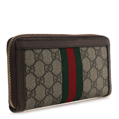 Gucci GG Supreme Monogram Web Ophidia Zip Around Wallet Brown 3 of 10
